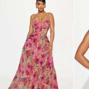 Fashion Nova Vibrant Floral Maxi Dress